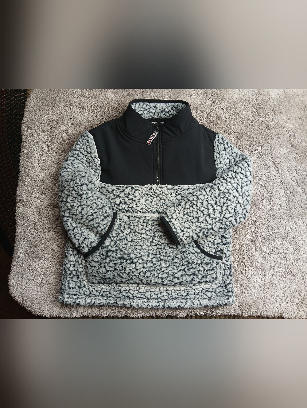 Wonder Nation Boys Black Soot Sherpa Fleece Pullover XS 4-5